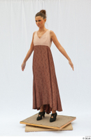  Photos Woman in Historical formal dress 2 a poses brown dress formal historical clothing whole body 0002.jpg